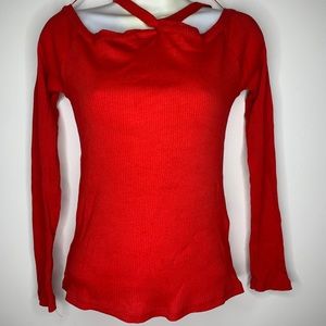 Red Long sleeve shirt.